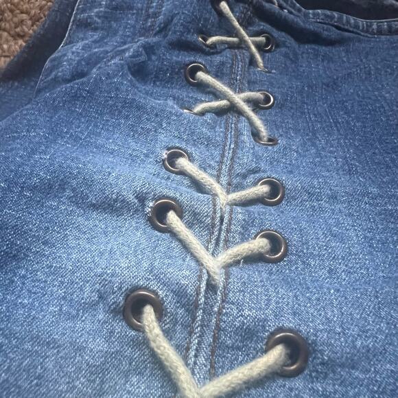 Vintage Y2K Mudd Low Rise No Waistband Lace Up Front Flare Jeans Size 13 - Picture 8 of 8